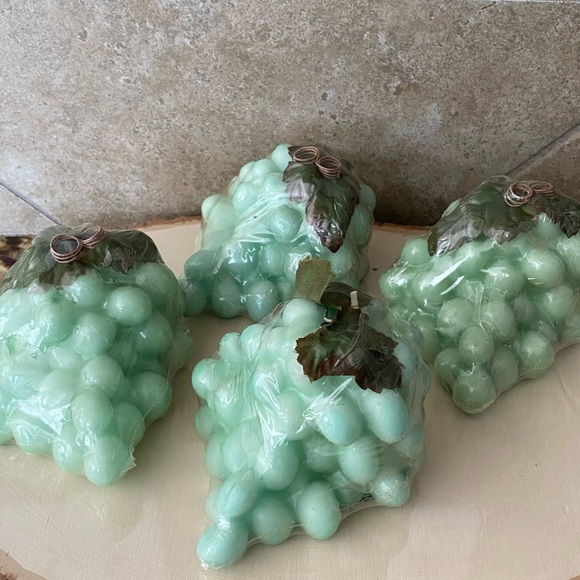 Vintage Paul Hoge Green Grape Candles with Leaves and Vine New in Original Pkg - Picture 12 of 12